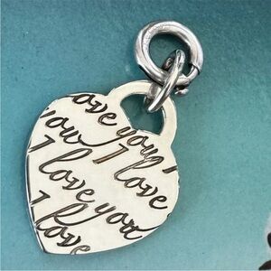 Tiffany & Co Heart Tag Charm Pendant Necklace "Love You" Whit Jump Clasp
